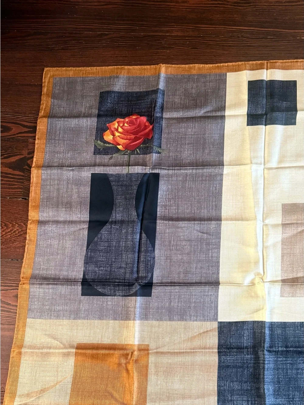RARE Vintage Gucci Silk Scarf Geometric Rose Colorblock Carré 34